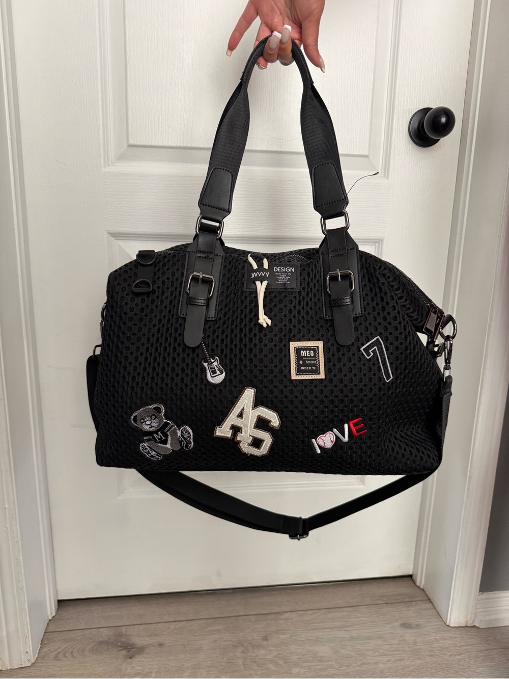 Black Mesh Patch Weekender Bag